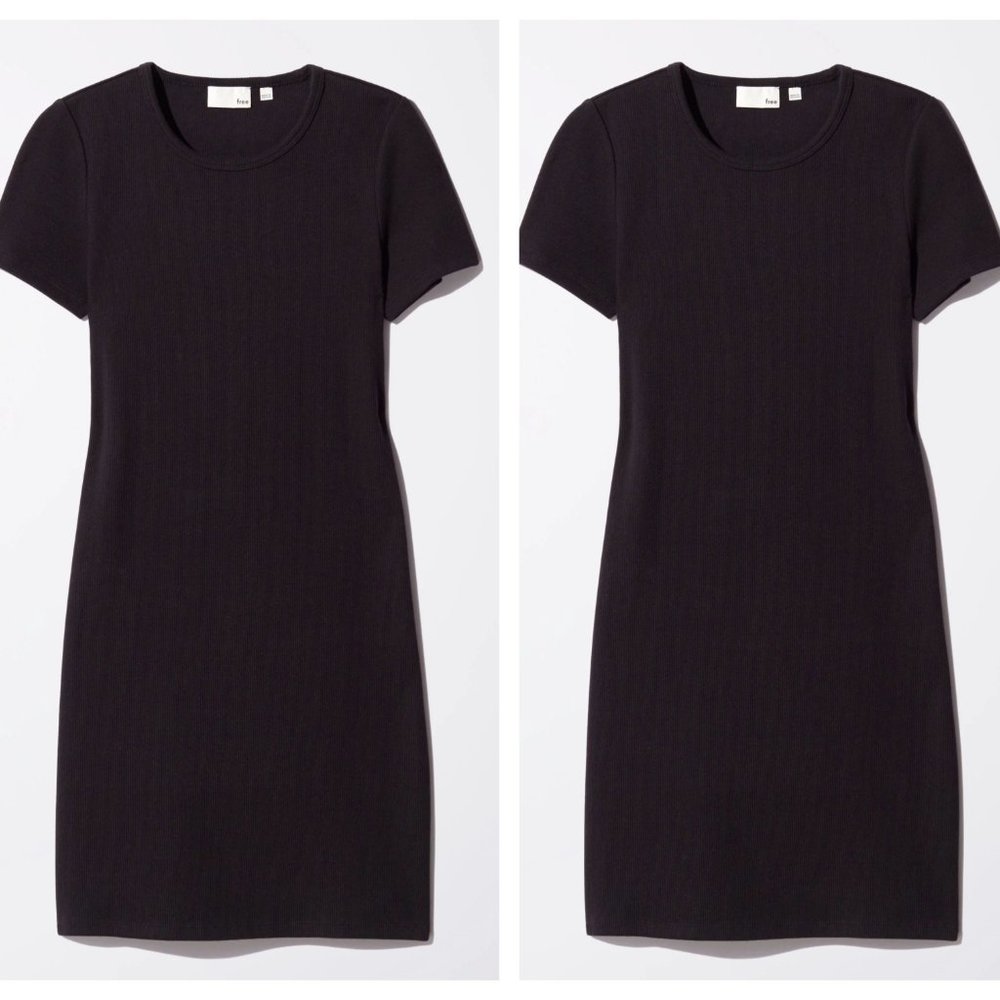 WILFRED FREE x ARITZIA Ribbed Knit Mini Dress Black {W52}